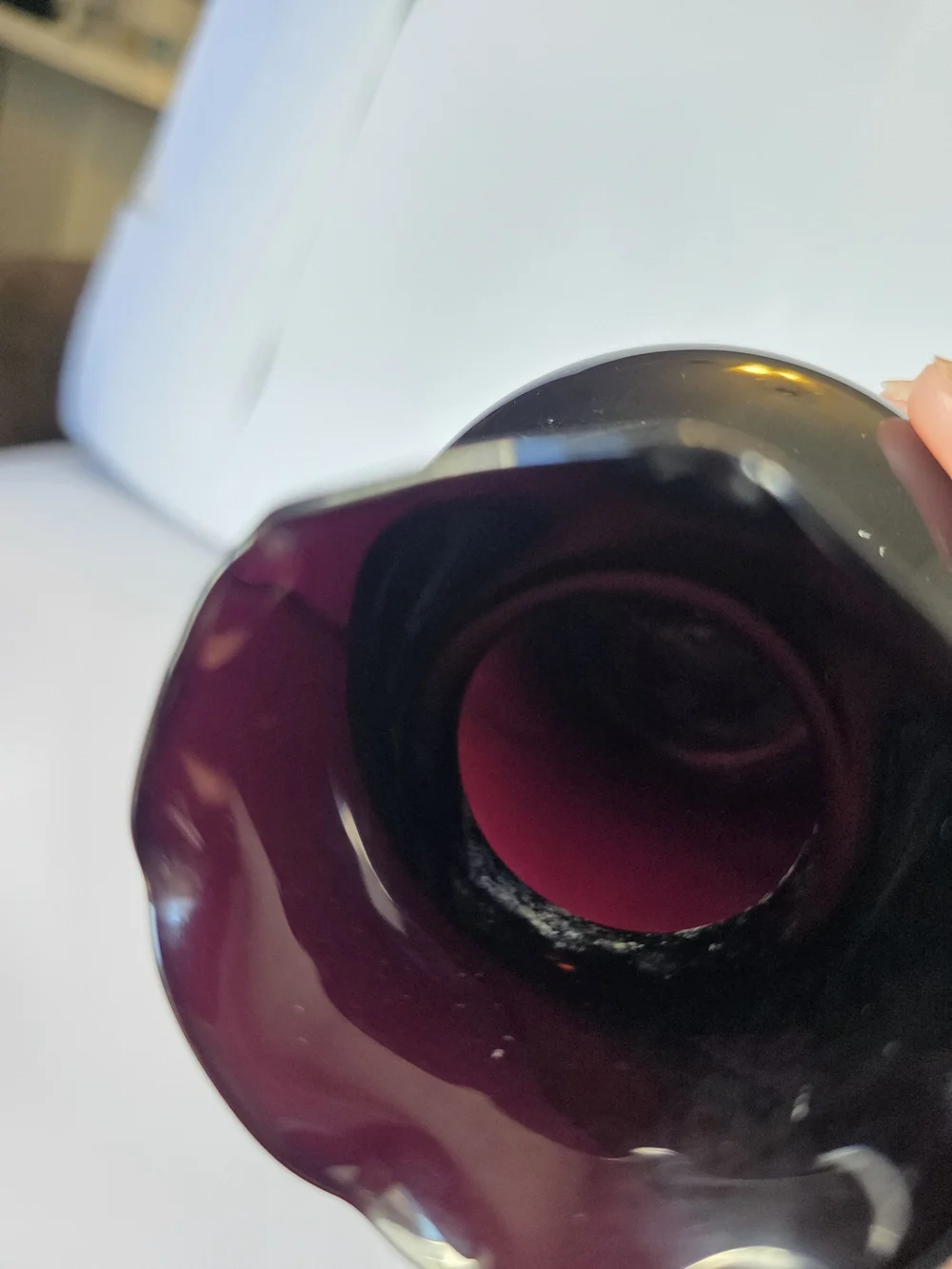 Vintage Black Amethyst Glass Vase Set 3 Ruffled Edge Flower Vases